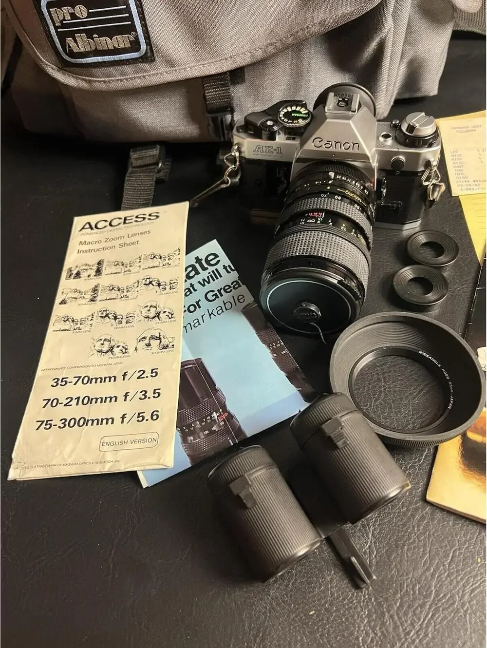 Canon AE-1 Program 35mm SLR Film Camera with Access Telescopic 35-70mm READ